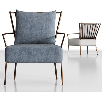  现代金属布艺单椅组合3d模型 