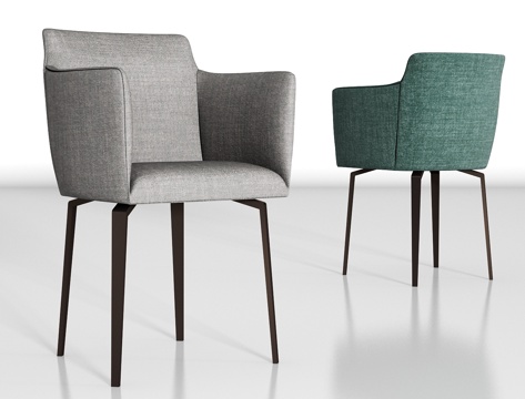  现代金属布艺单椅组合3d模型 