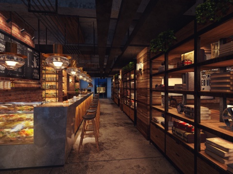  工业风LOFT老咖啡馆3d模型 
