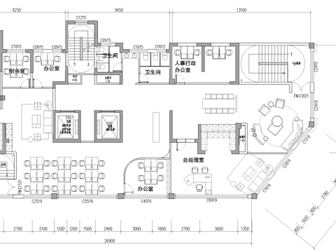 公司办公室 最新平面施工图cad施工图