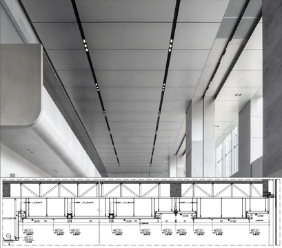 铝单板天花吊顶、公区大堂铝板吊顶、金属铝板天花灯槽、工装天花cad施工图