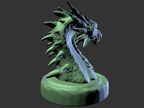  龙头像可打印3d模型 