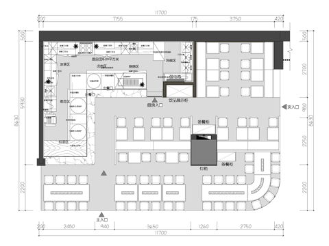 兰州拉面面馆 最新平面施工图合集cad施工图