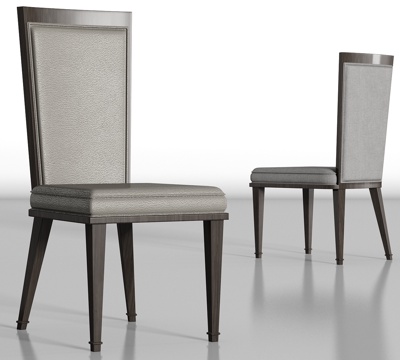  新中式实木皮革单椅组合3d模型 