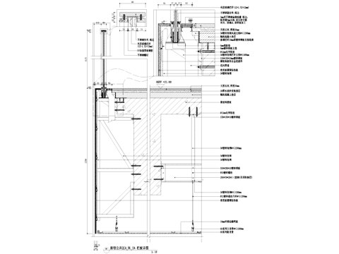 栏板详图(C型钢转换层)背栓圆形风口cad施工图
