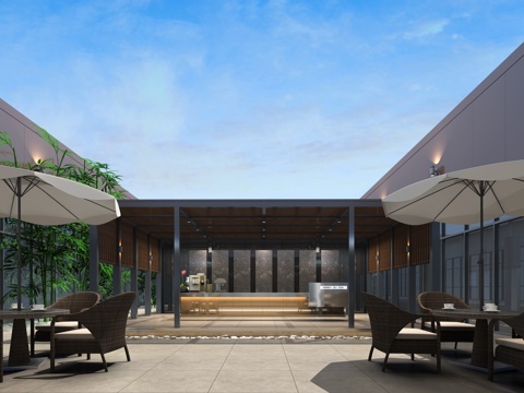  现代室外咖啡厅3d模型 