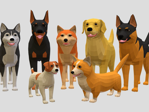  低多边形狗包3d模型 