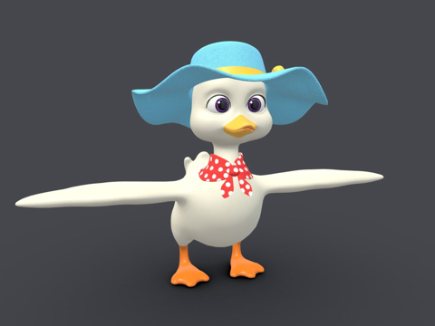  资产卡通动物鸭子绑定3d模型 