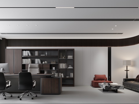  总经理办公室 独立办公室 黑白灰办公室3d模型 