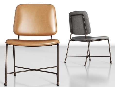  现代金属皮革单椅组合3d模型 