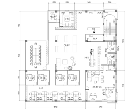公司办公室 最新平面施工图cad施工图