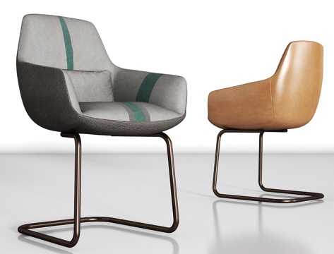  现代金属皮革单椅组合3d模型 