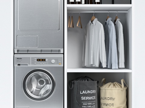  洗衣机 衣服.3d模型 