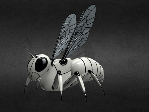  机械黄蜂中多边形3d模型 