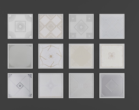  现代铝扣板天花3d模型 