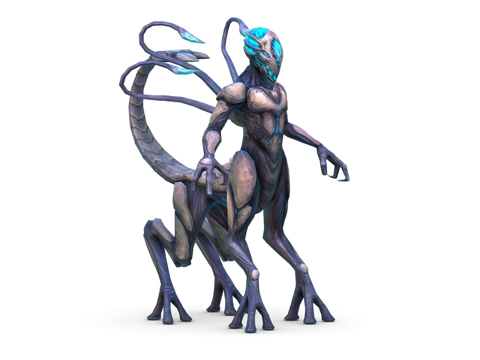  低多边形外星生化女巫巫师UFO3d模型 