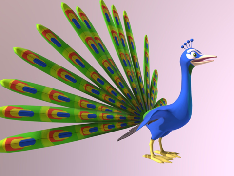  孔雀卡通3d模型 