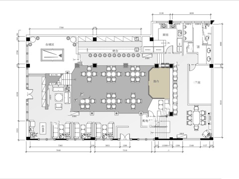 酒吧 会所 最新平面施工图设计cad施工图