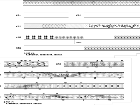线性景观地块植物配置平面CAD施工图cad施工图
