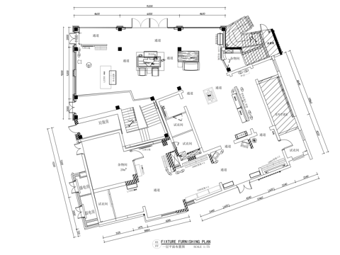现代男装女装服装专卖店cad施工图