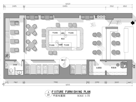 酒吧 KTV会所 最新平面施工图设计cad施工图