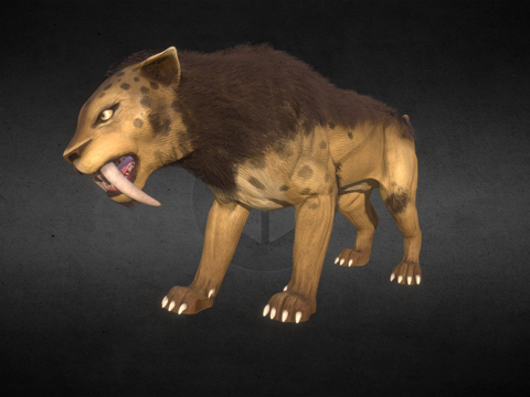  剑齿虎斯剑虎PBR3d模型 