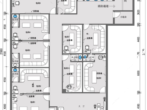 酒吧 KTV会所 最新平面施工图设计cad施工图