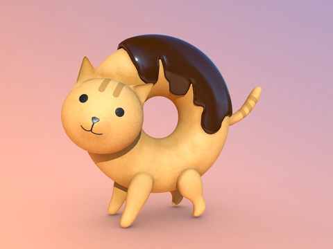 甜甜圈猫3d模型