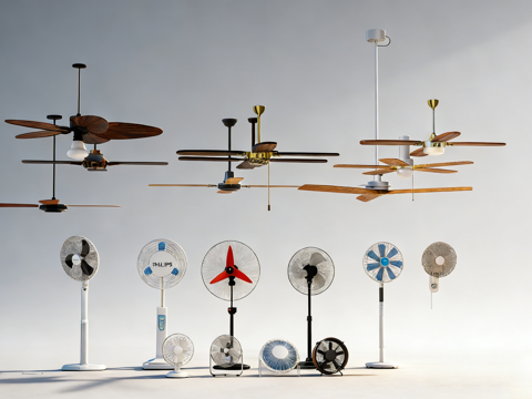 吊扇落地扇  多款设计 含带灯吊扇 壁挂扇su模型