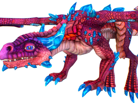  低多边形卡通生物飞行粉红龙3d模型3d模型 