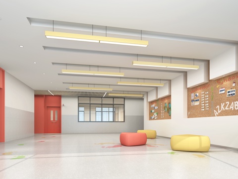  现代学校儿童休闲区3d模型 