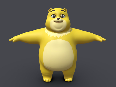  资产卡通角色黄熊绑定3d模型 