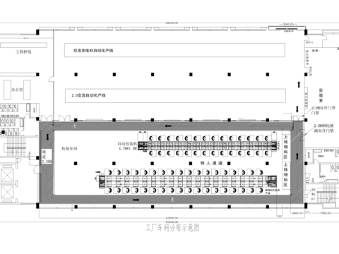 厂房平面图 工厂生产车间产线 自动化流水线cad施工图