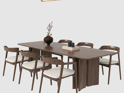  宋式餐桌椅组合3d模型 