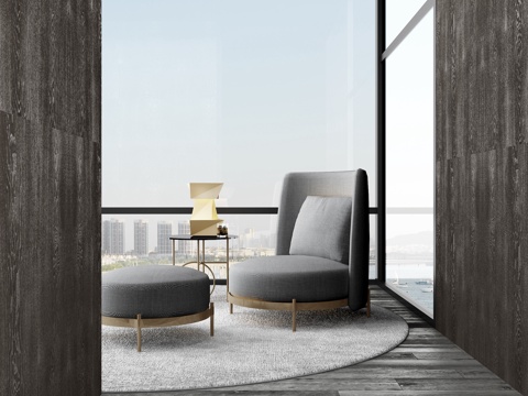  现代单椅边几3d模型 