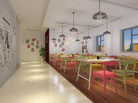  韩式料理店 快餐厅 手绘餐厅 餐厅 快餐店 二楼 连锁店3d模型 