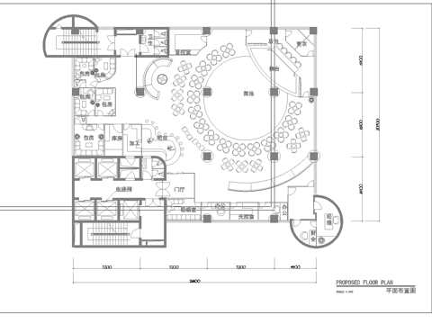 最新酒吧平面施工图设计cad施工图