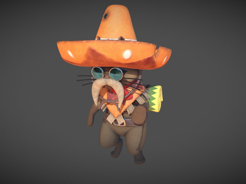  穿着大青蛙盔甲的猫猫3d模型 