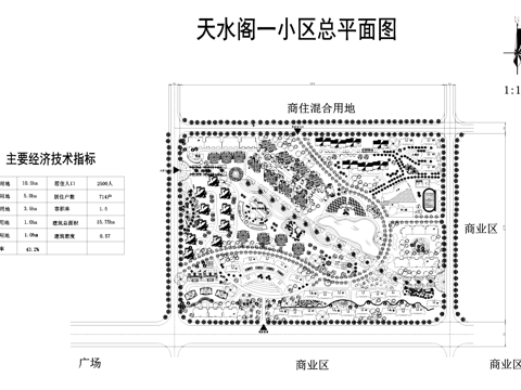 天水阁小区景观规划总平面CAD施工图cad施工图