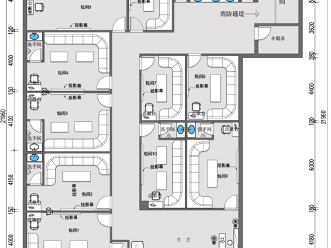 酒吧 KTV会所 最新平面施工图设计cad施工图