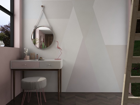  北欧风梳妆台 植物 墙饰3d模型 