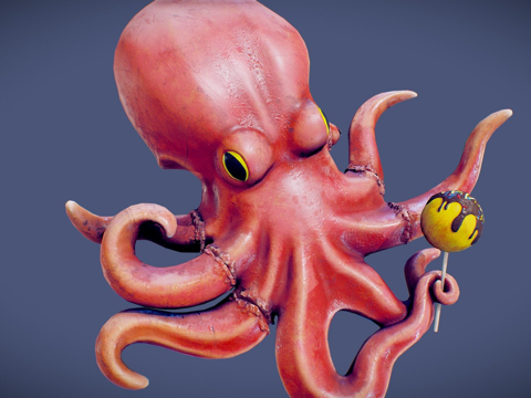  游戏就绪日本章鱼招牌3d模型 