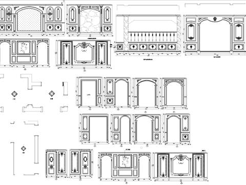 法式整木墙板背景墙雕花线条装饰CAD施工图集cad施工图