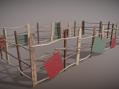  不同木栅栏PBR3d模型 