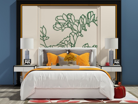  北欧床具组合3d模型 