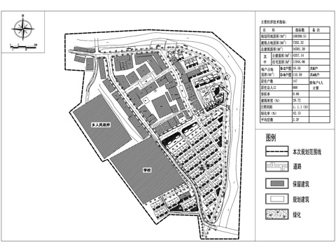 安远县双芫乡圩镇规划CAD施工图全套cad施工图