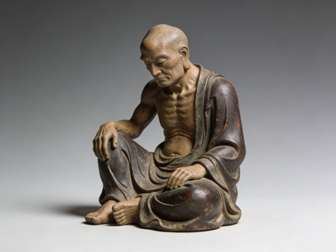 泥塑佛像罗汉沉思造像雕塑su模型