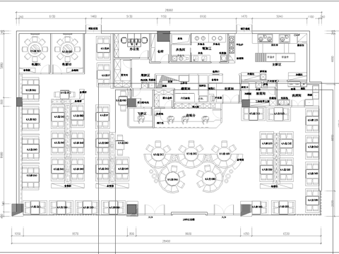 1000平特色餐厅 最新平面施工图设计cad施工图