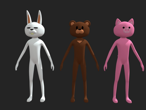  低多边形动物吉祥物3d模型 