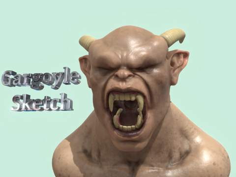  石像鬼草图3d模型 